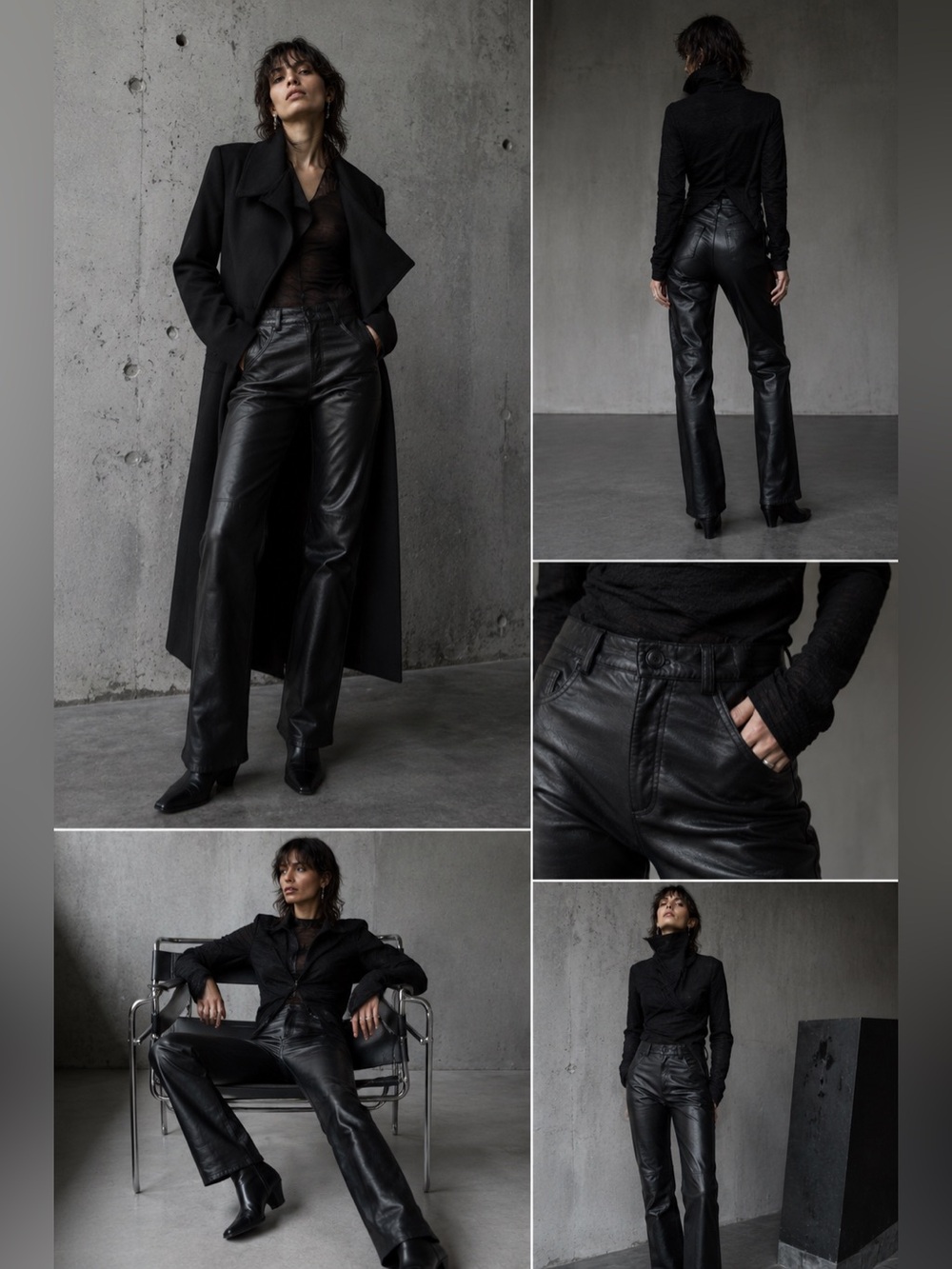 Vintage Japanese Vaudeville Black Leather Straight Leg Pants Made in Japan